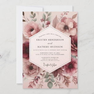 Convite Casamento Flora Pintura Rosewood