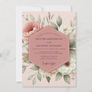 Convite Casamento Flora Romântico Blush