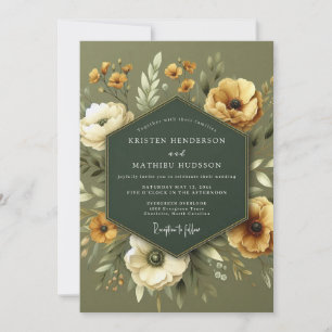Convite Casamento Flora Sage Goldenrod