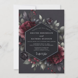 Convite Casamento Flora Sombria Claret