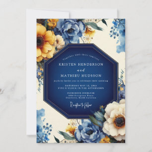 Convite Casamento Floração Artística Índigo
