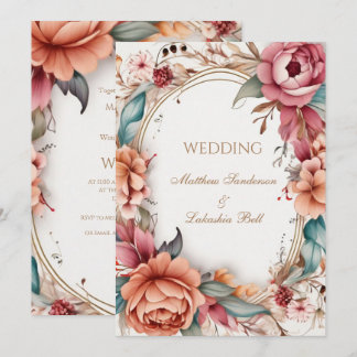 Convite Casamento Florais Boho Modernos Lindos