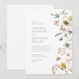 Convite Casamento Florais Pressionados Chic Primavera