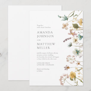 Convite Casamento Florais Pressionados Chic Primavera