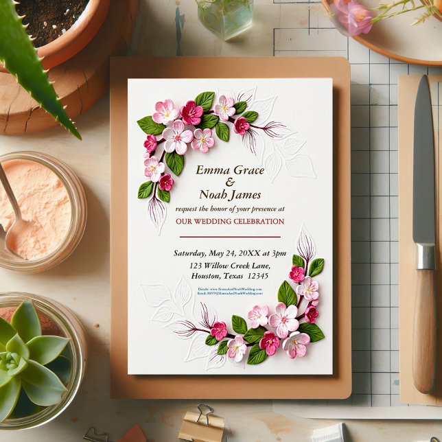 Convite Casamento Floral 3D Rústico (Criador carregado)
