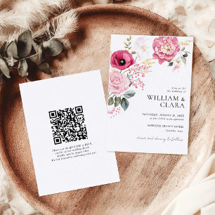 Convite Casamento Floral A Cor Da Água E A Cor Rosa De Peô