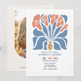 Convite Casamento Floral Abstrato Boho de Areia do Oceano