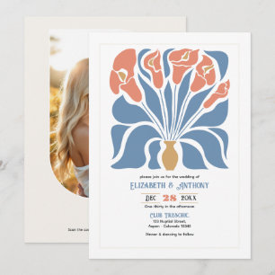 Convite Casamento Floral Abstrato Boho de Areia do Oceano 