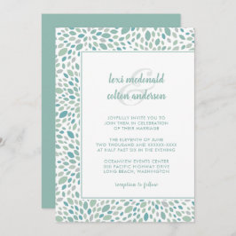 Convite Casamento Floral Abstrato Floral de Chic Green