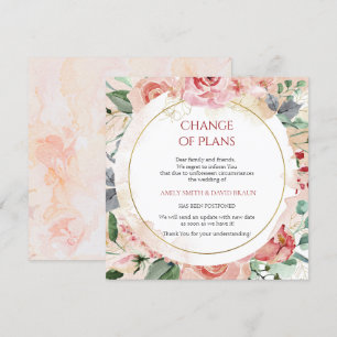 Convite Casamento Floral Adiado - Mudança de Planos