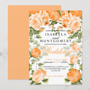 Convite Casamento floral alaranjado botânico