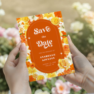 Convite Casamento Floral Amarelo-Amarelo-Amarelo-Retro