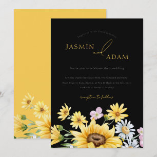 Convite Casamento Floral Amarelo Amarelo Elegante