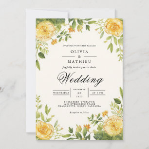 Convite Casamento Floral Amarelo-Amarelo-Floreado