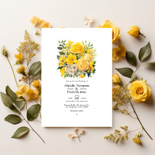 Convite Casamento Floral Amarelo Brilhante