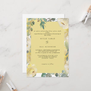 Convite Casamento Floral Amarelo de Ambos os Pais
