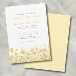 Convite Casamento Floral Amarelo de Flores Silvestres Botâ