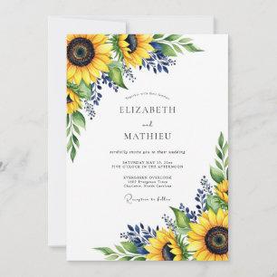 Convite Casamento Floral Amarelo de Outono