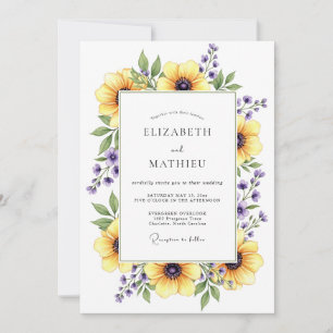 Convite Casamento Floral Amarelo de Primavera