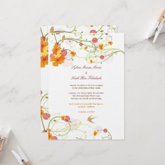 Convite Casamento Floral Amarelo Hibiscus Swirls & Swallow
