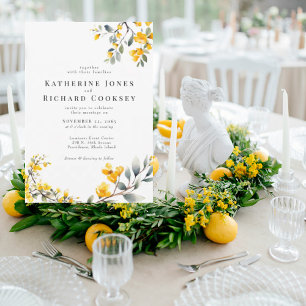 Convite Casamento Floral Amarelo Moderno Sem Pais II