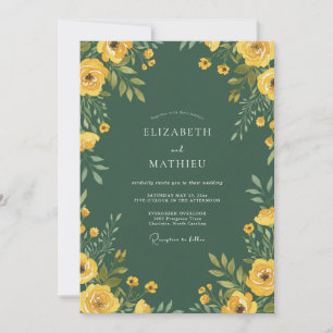 Convite Casamento Floral Amarelo na Floresta