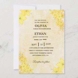 Convite Casamento floral amarelo na primavera
