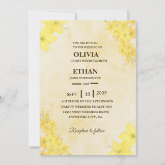 Convite Casamento floral amarelo na primavera