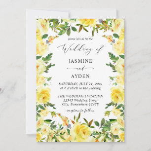 Convite Casamento Floral Amarelo V2