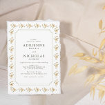 Convite Casamento Floral Amarelo Vintage Watercolor<br><div class="desc">Elegante convite para o casamento floral com delicados florais amarelos e um clássico design de fronteira. Perfeito para comemorações de primavera e verão,  este eterno e download digital personalizável dá o tom para um evento alegre e sofisticado.</div>