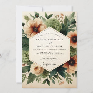 Convite Casamento Floral Âmbar na Floresta