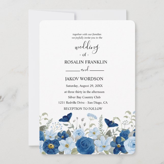 Convite casamento floral aquarela (Frente)