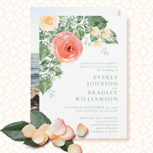 Convite Casamento Floral Aquarela Amarelo Verde Grande Pês