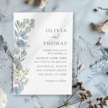 Casamento Floral Aquarela Azul Empoeirado Boho