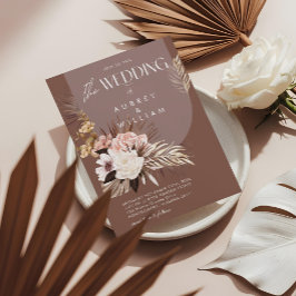 Convite Casamento Floral Aquarela Boêmio Chic Moderno