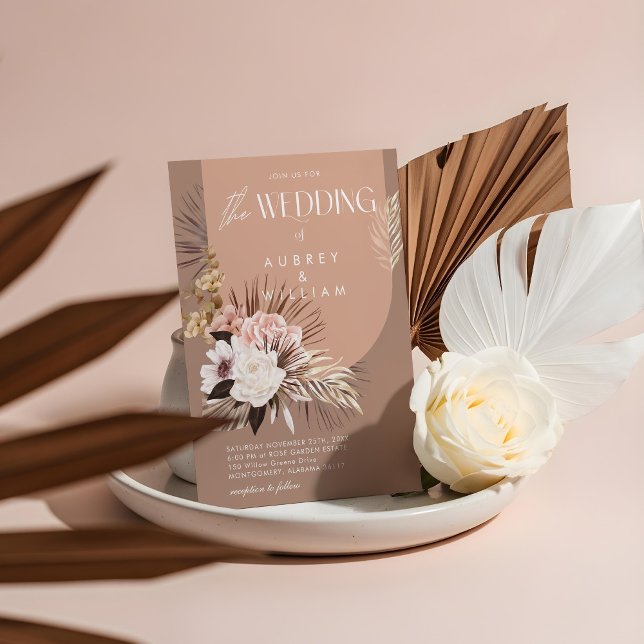 Convite Casamento Floral Aquarela Boêmio Chic Moderno (Modern Chic Bohemian Watercolor Floral Wedding Invitation)