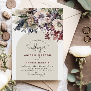 Convite Casamento Floral Aquarela de Inverno