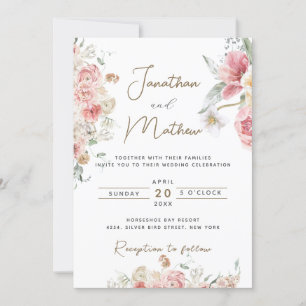 Convite Casamento Floral Aquarela Jardim de Verão