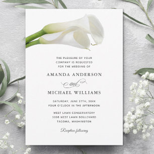 Convite Casamento Floral Aquarela Lírios-de-Calla Brancos