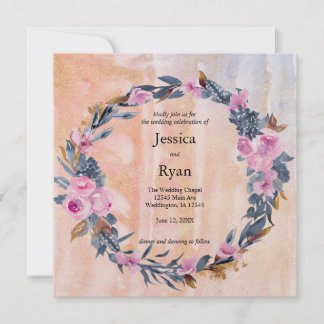 Convite Casamento Floral Aquarela Moderno