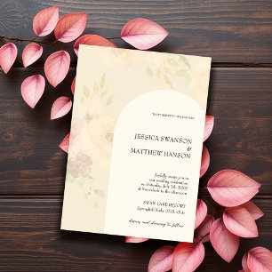 Convite Casamento Floral Aquarela Rosas Bege Boêmio