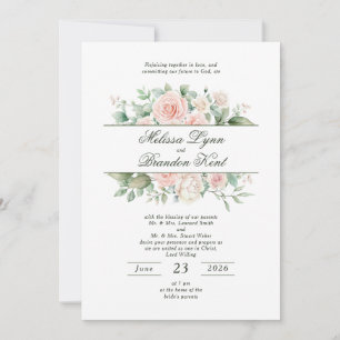 Convite Casamento Floral Aquarela Verde Sálvia Elegante