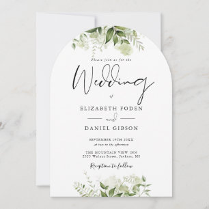 Convite Casamento Floral Arco de Verdura Elegante Tudo em