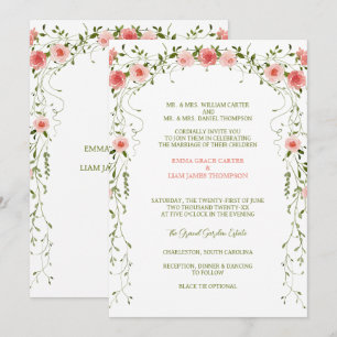 Convite Casamento Floral Arco Rústico Vintage Rosa Bege
