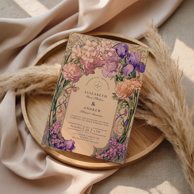 Convite Casamento Floral Art Nouveau (Criador carregado)