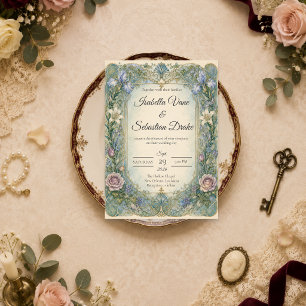 Convite Casamento Floral Art Nouveau Etéreo