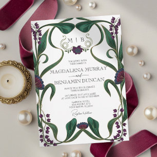 Convite Casamento Floral Art Nouveau Tom de Joia