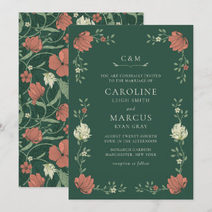 Convite Casamento Floral Art Nouveau Vintage