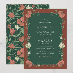 Convite Casamento Floral Art Nouveau Vintage