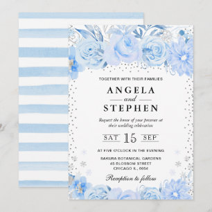 Convite Casamento Floral Ártico de Inverno em Aquarela